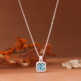 Silver Blue Sapphire Square Pendant With Chain